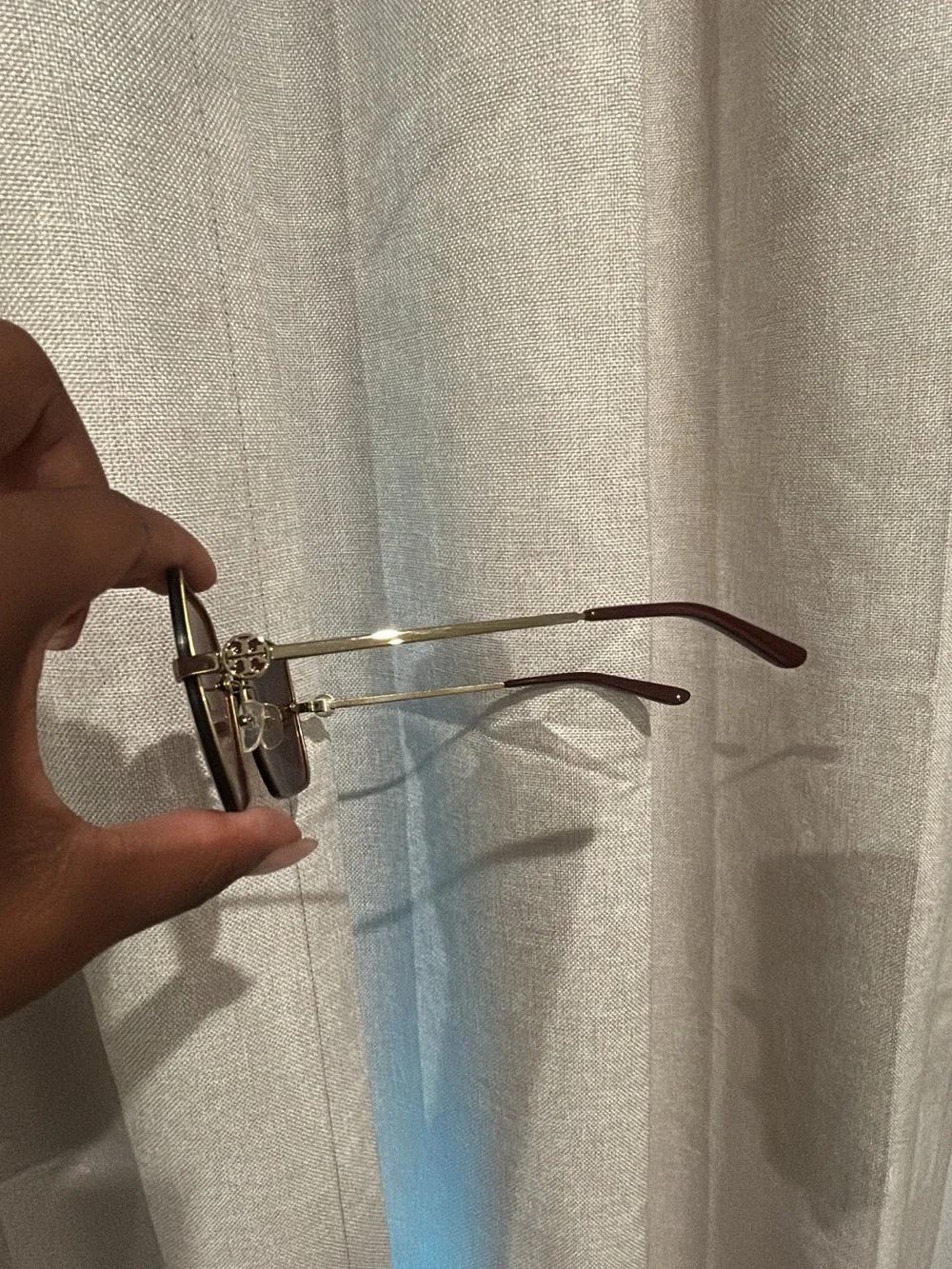 Tory Burch Burgundy Square Sunglasses with Gold Trim